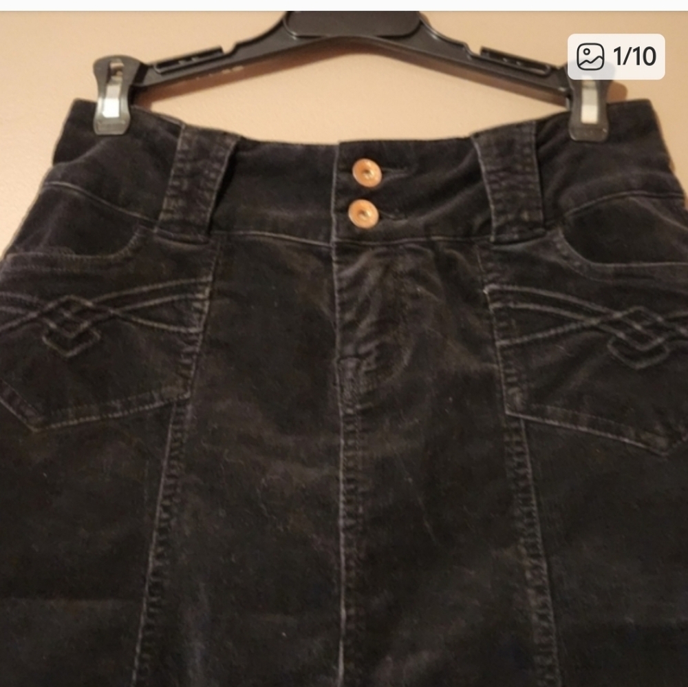 Rewind Black A-Line Corduroy Knee-Length Skirt Sz 5 EUC Countrycore - Picture 11 of 11